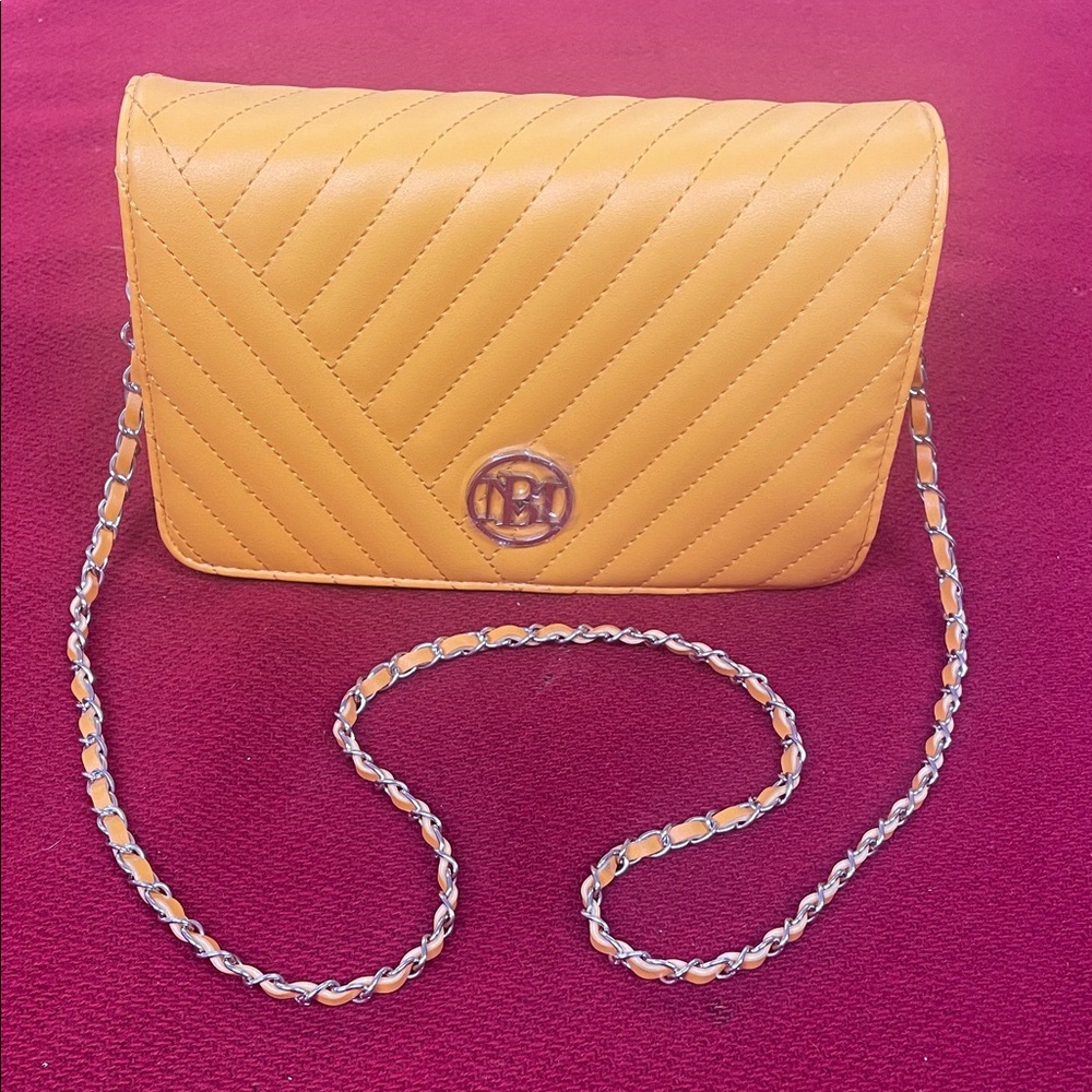 Badgley Mischka Mustard Quilted Crossbody Bag